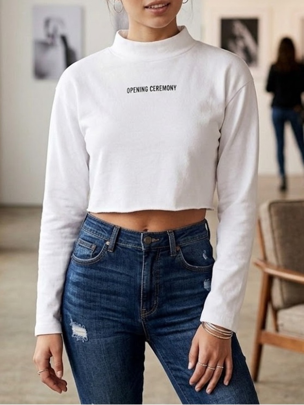 Opening Ceremony Mock Neck Crop Top